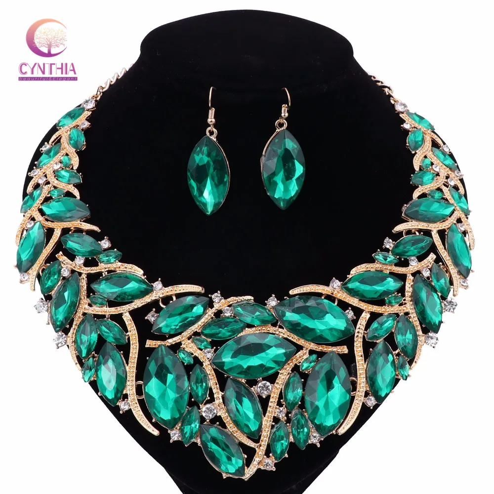 6 colors fashion Women jewelry sets Trendy necklace with boho earrings statement necklace for party wedding Direct Selling