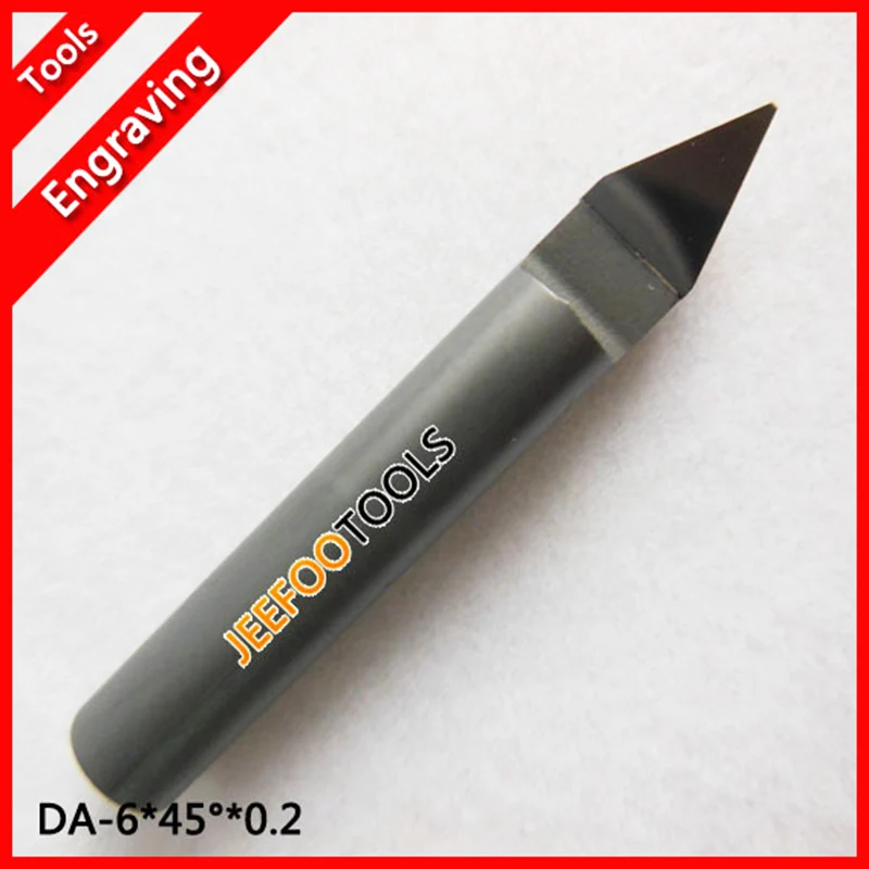 2PCS 6*45Degree*0.2mm PCD Carving Tools, Diamond Router Bits, Stone Engraving Bits on Hard Granite