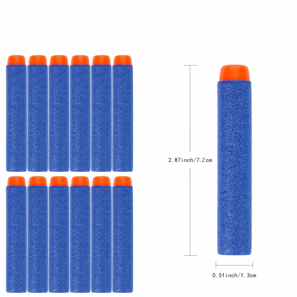 Juego de 50 piezas para balas Nerf, cabeza de agujero hueco suave de 7,2 cm, repuesto de dardos de juguete, balas de pistola para la serie Nerf, regalos de Navidad para niños