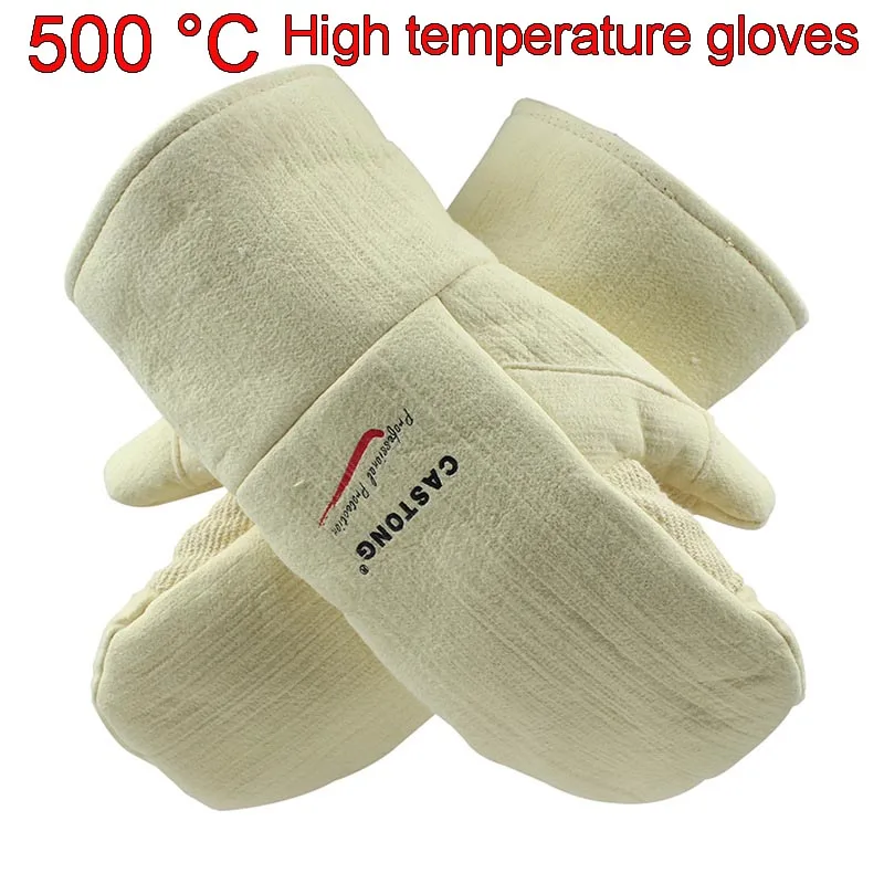 CASTONG 500 degree High temperature gloves Aramid Anti-scald safety gloves 2 fingers High temperature resistant gloves