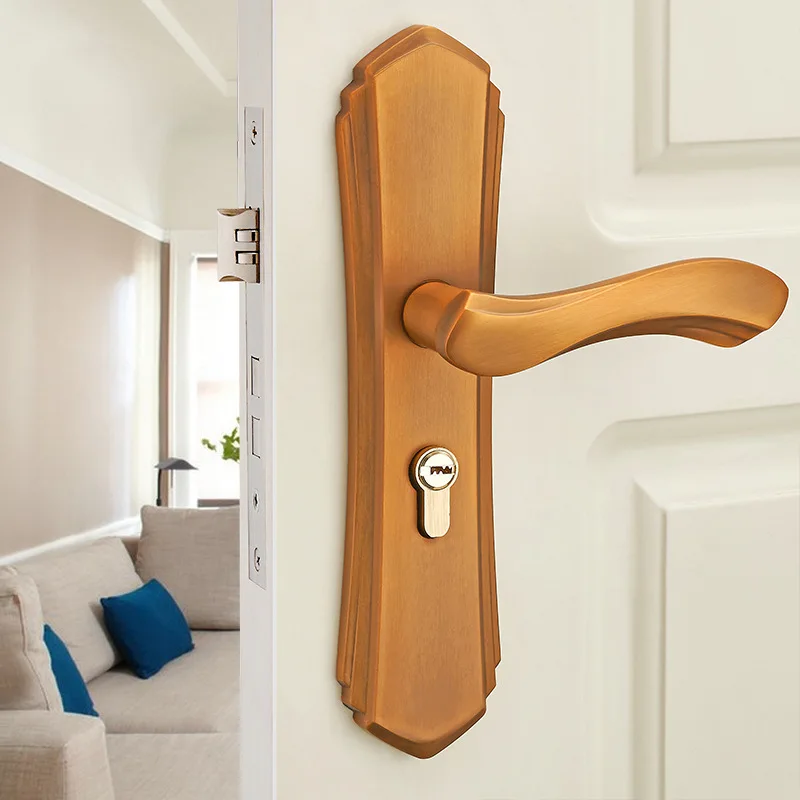 

Aluminum alloy door lock Solid wood door handle Interior Bedroom door handle lock