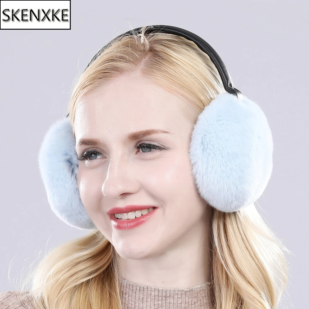 

Hot Sale Brand Women 100% Natural Real Rex Rabbit Fur Earmuffs Winter Fashion Girls Rex Rabbit Fur Earmuff Russia Plush Earflap