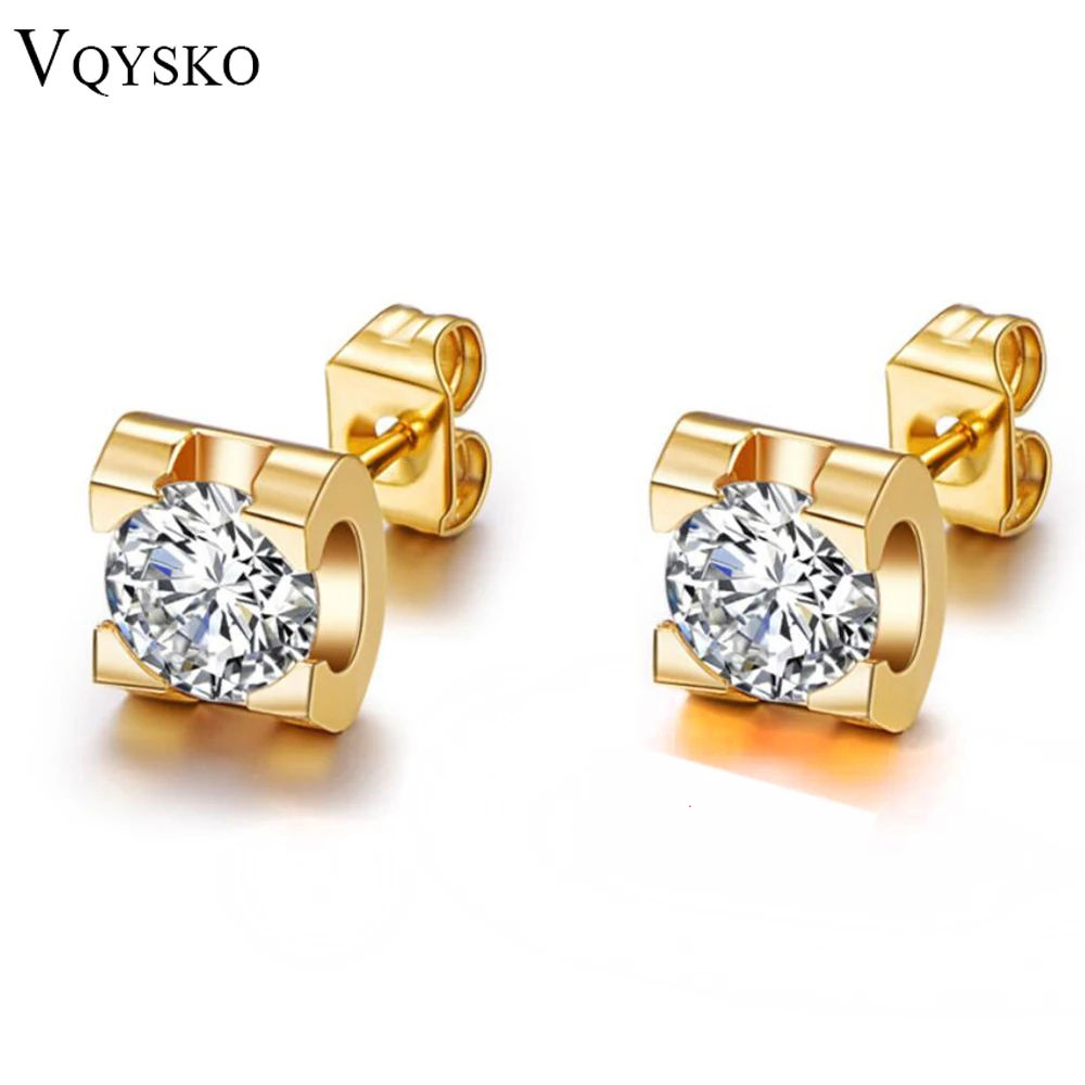 Brand Design Stainless Steel Stud Earrings Hot Sale Women Zircon Rose Gold Color Stud Earrings Fashion Accessories