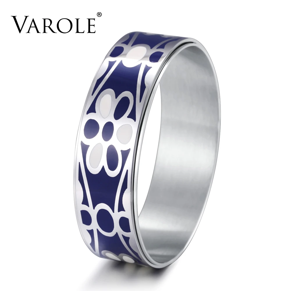 

VAROLE ширина 20 мм, модные браслеты с цветком, браслет-манжета из нержавеющей стали, эмаль, модные браслеты, аксессуары для женщин, ювелирные изделия, подарки