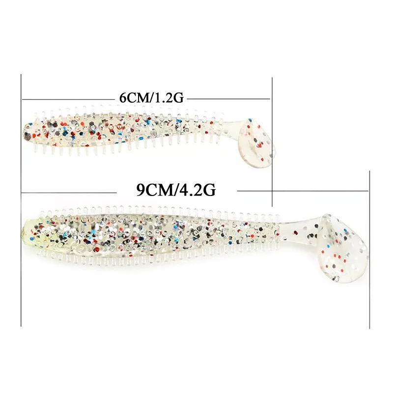 KMRESA 6pcs 90mm/4.2g Shad Worm Silicone Soft Bait professional Lure wobbler fishing soft lure for bass  Baits Carp For Fishing