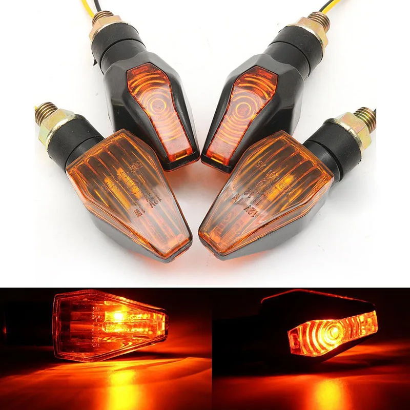 High Quality 4pcs Universal Motorcycle Bike LED Turn Signal Light Indicators Blinker Amber