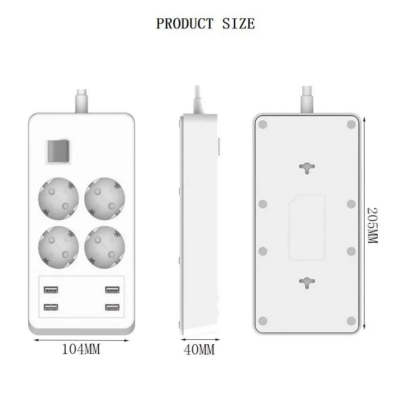 WiFi Smart Power Strip EU Plug Surge Protector 4 Socket with USB Port Remote Control Switch Compatible Alexa Google Assistant