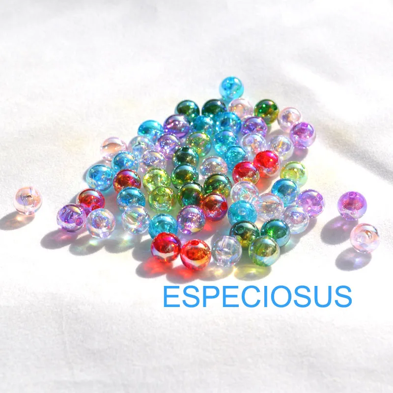 DIY Accessory Mix Color Shining Acrylic Beads Handcraft Department 8MM Round Shape Shivering Bead Plated Jewelry Fittings 100PCS