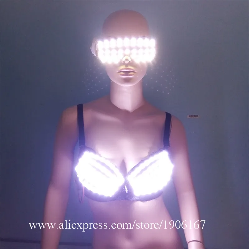 Newest Luminous Led Sexy Bra Led Flashing Glasses Party DS Dress Singer Dancing Wear Fancy Dress For DJ Club Stage Christmas