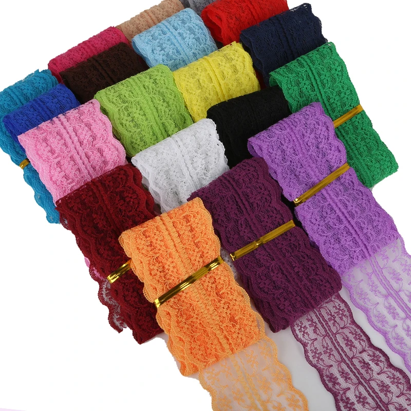 5Yards 45mm Lace Roll Spool Fabric Ribbon Netting Fabric Wedding Lace Decoration Trim Garment Apparel Tulle Roll Party Supplies