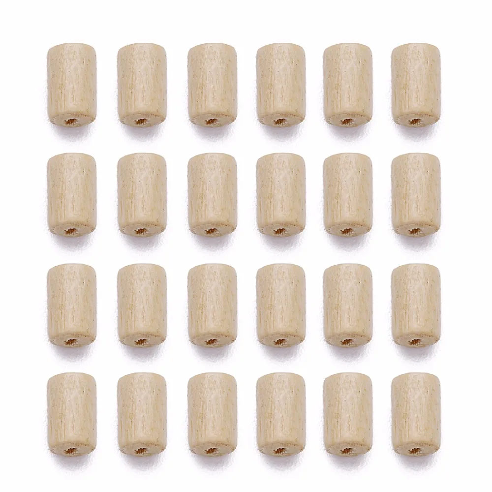 LOULEUR 300pcs Big Hole Wooden Beads 8X5mm Crude Wood Loose Spacer Column Wooden Beads For Diy Jewelry Makings Findings