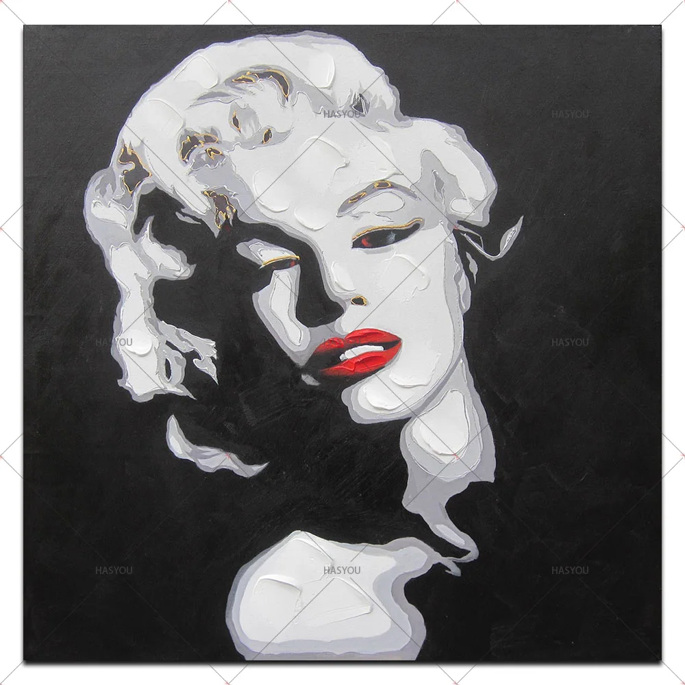 

Movie Marilyn Monroe Vintage Black White Photos Home Decoration Oil Painting 100% Hand Painted on Canvas Modern Wall Art quadro