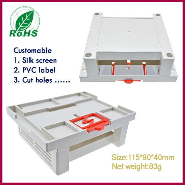 1PCS 115*90*40mm abs plastic box natural color pcb din rail enclosure for industrial application