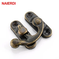 NAIERDI-Fechadura De Metal Antigo Com Parafusos, Ferrolho Decorativo, Pequeno Cadeado para Presente, Caixa De Jóias De Madeira, Ferragens Para Móveis