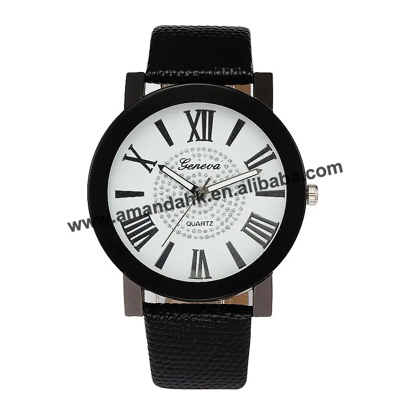 

Woman Roman Number Lady Watch Geneva Bracelet Leather Fashion Men Women Casual Dress Wristwatches