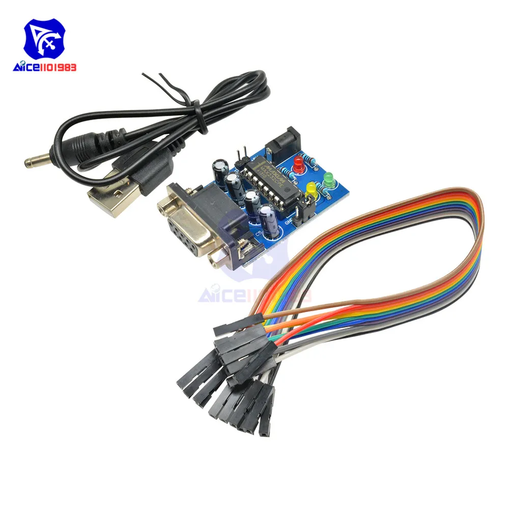 diymore MAX232 RS232 to TTL Converter Adapter Module COM DB9 Serial Board ATMEGA16 LED Light Power RXD TXD for Arduino