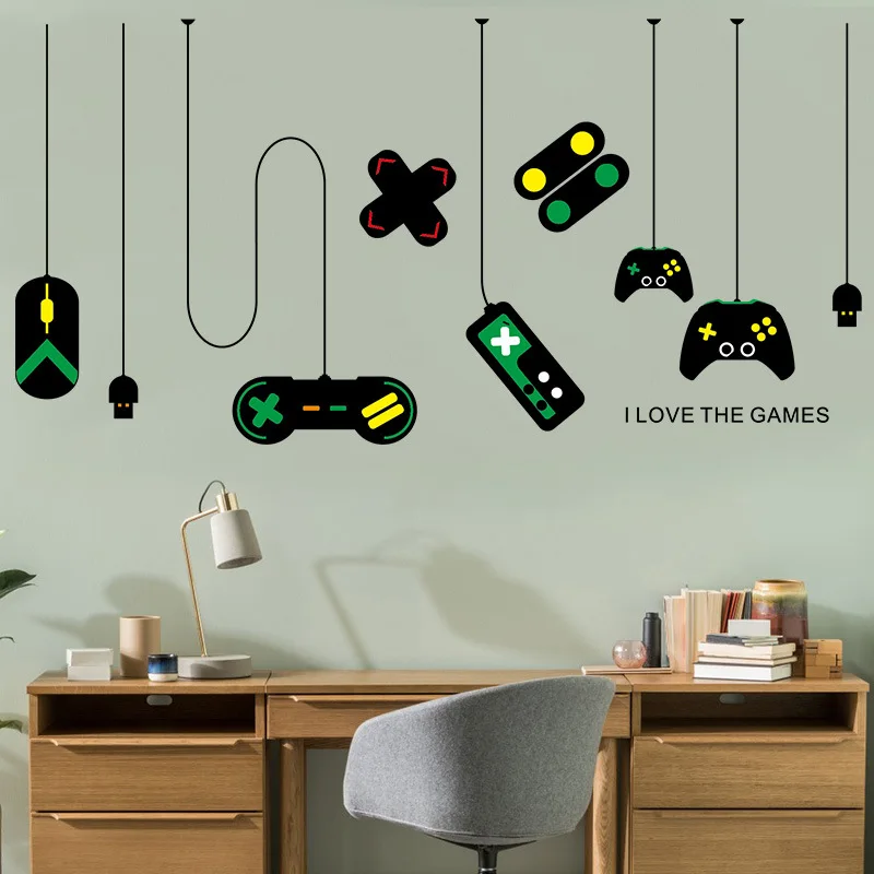 Game Handle Decorative Chandelier Wall Sticker Living Room Decoration Home Mural For Kids Gamer Room Background Decor Wallpaper