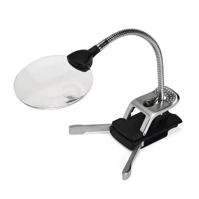 

3 In1 Vertical Magnifier Desktop Reading Magnifier Hand Soldering Solder Iron Stand Holder Station Magnifier With Clip Light