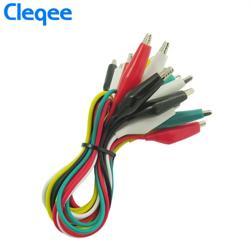 Cleqee P1025 10pcs 악어 클립 전기 DIY 테스트 리드 악어 더블 엔드 악어 클립 로치 클립 테스트 점퍼 와이어