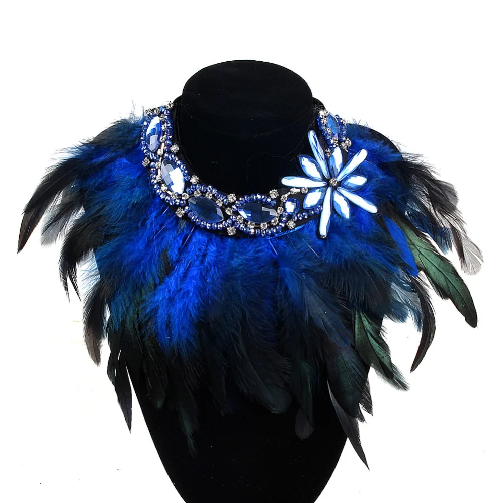 NEW Maxi Bohemian Necklace Crystal Beads Feather Choker Collares Necklaces & Pendants Collier Necklace Women