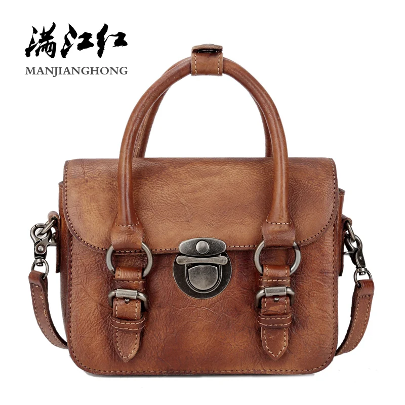 

MANJH women vintage handmade dip dye leather messenger satchel top handle hand bag