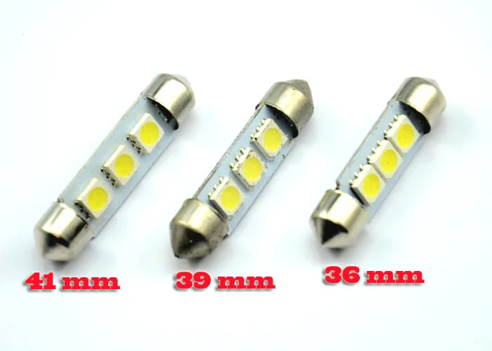 AutoEC 500 X Festoon 36mm 39mm 41mm 3 SMD 5050 led Car Reading Light lamp White blue 12V #LK05