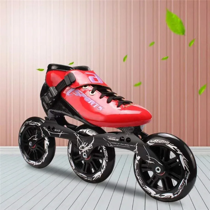 3 Wiel Carbon Fiber Inline Speed Skates Schoenen Roze Rood Zwart Geel Eur 30 Tot 45 3X125mm 110Mm 125mm Roller Skate Voor Mpc Ps Kr