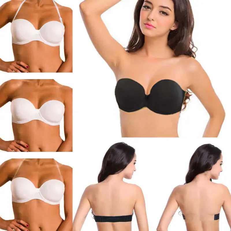 

NEW Nude Black White Backless Strapless Bralette Push up Bras Women Multiway Wedding Sexy Lingerie A B C D E F 70 75 80 85 90 95