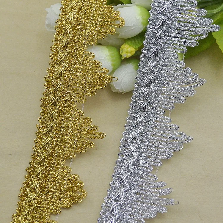 10Meter Goud Zilver Edelmetaal Kant Lint Diy Accessoire Golvend Cluny Singels Kledingstukken Haar Decoraties Kant Stiching Tape Trimmen