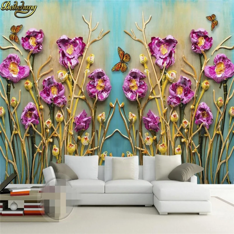 

beibehang Custom photo wallpaper romantic 3d three-dimensional painting butterfly rose fresco wall background papel de parede