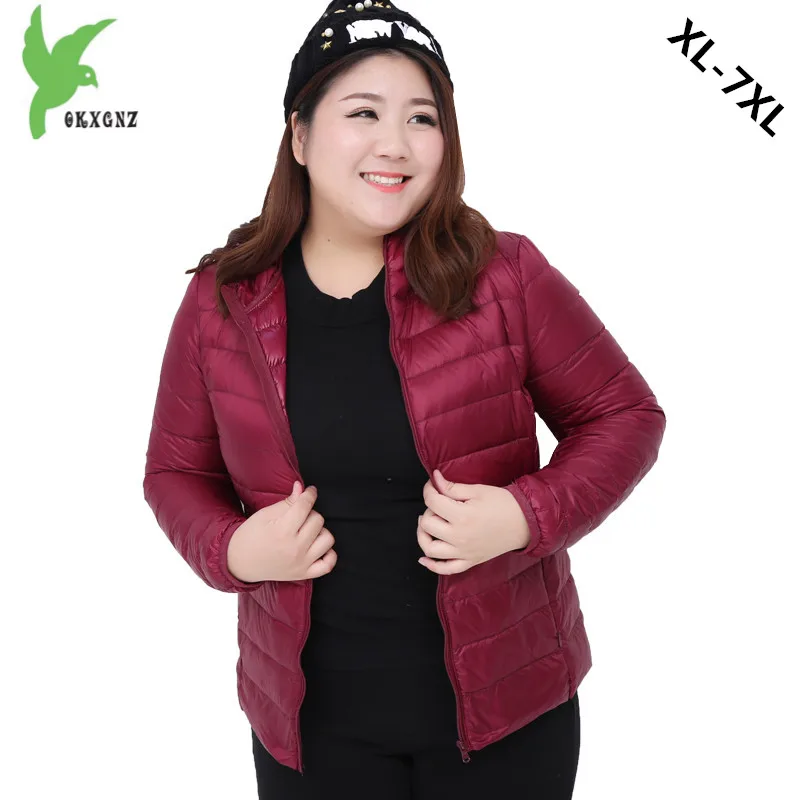 2022 7XL Women Autumn Winter Down Cotton Jacket Coats Short Parkas Light Thin Warm Overcoat Hooded Outerwear Female OKXGNZ1180