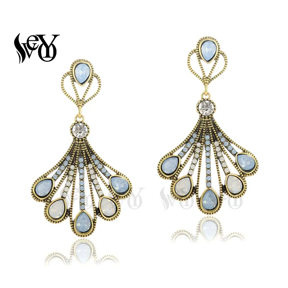 VEYO Vintage Acrylic Drop Earrings for Women Gold plating Hollow out Peacock tail shape design 2 Color Fashion Jewelry New