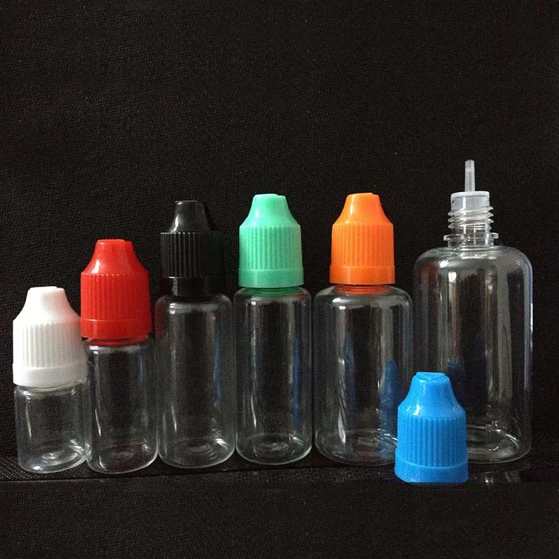 

200pcs Empty PET E Liquid Needle Bottles 3ml 5ml 10ml 15ml 20ml 30ml 50ml 100ml Plastic Dropper Bottles With Childproof Cap