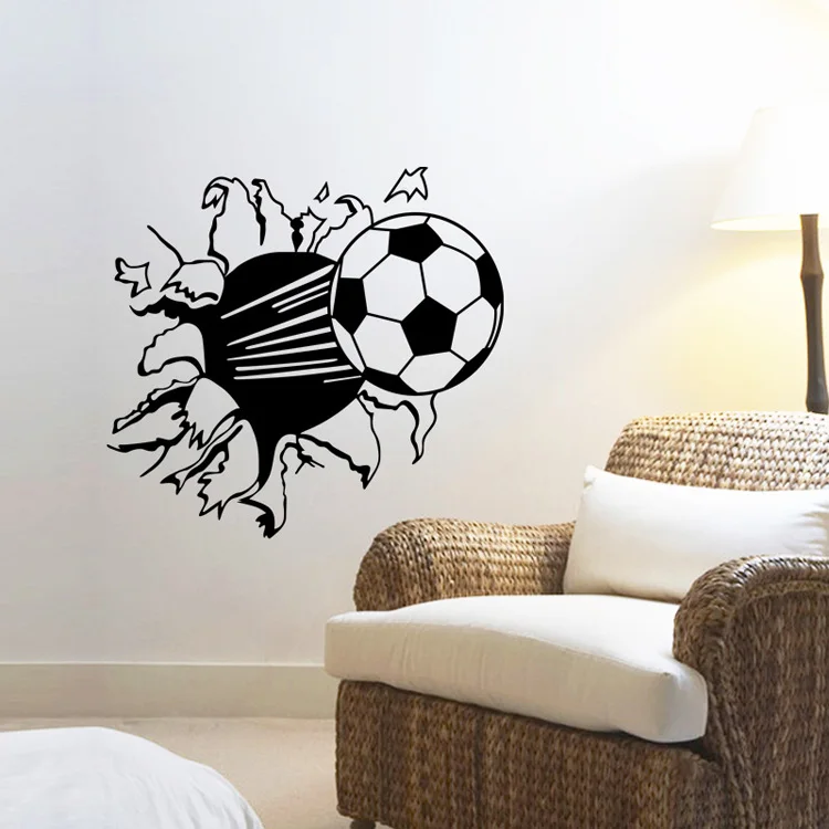 Geschnitzter Fußball-Wandaufkleber für Kinderzimmer, Jungenzimmer, Schlafzimmerdekoration, Wandbild, Heimdekoration, Kreative Tapeten, Sport-Aufkleber – Detail 2