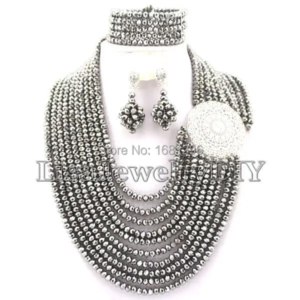 

African Beads Jewelry Sets Nigerian Wedding African Crystal Beads Jewelry Set HD1489