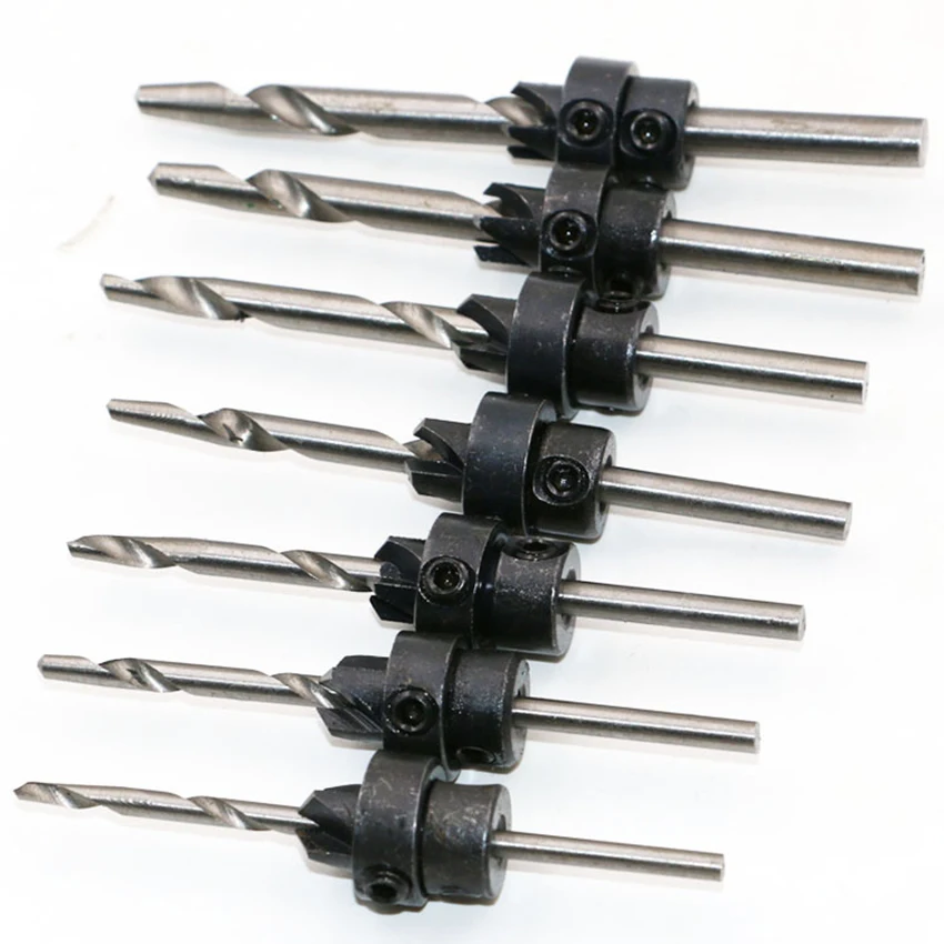 7 pçs/pçs/set carpintaria brocas kit de combinação de broca escareada 78mm-90mm ferramentas manuais peças alta velocidade brocas de parafuso de madeira aço
