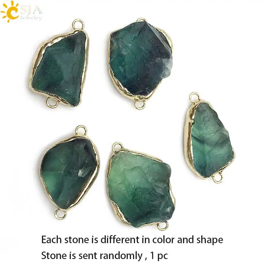 CSJA Natural Stone Bracelets Green Fluorite Crystal Aventurine Bead Leather Wrap Bracelet Multilayer Boho Jewelry Pulseira G118