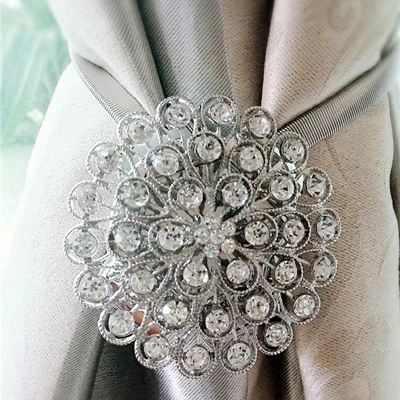 1pcs Flower Shape Rhinestones Magnet Curtain Tieback Magnetic Curtains Buckle Window Screening Ball Clip Holder Home Accessories