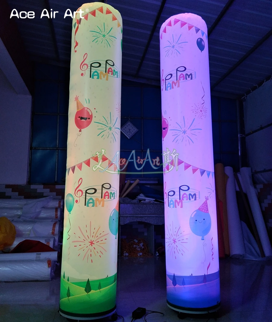 2 PCS LED Illuminate Inflatable Pillar Lighting Tube/Column with Base Air Blower Outstanding for Wedding Stage Yard Decoration