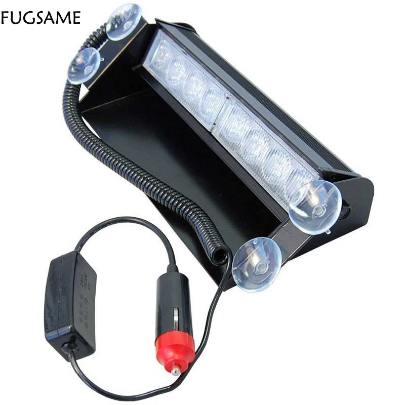 FUGSAME 8LED Car Strobe Dash / Deck / Windscreen Emergency Light Bar Beacon Red Blue White Amber yellow Green