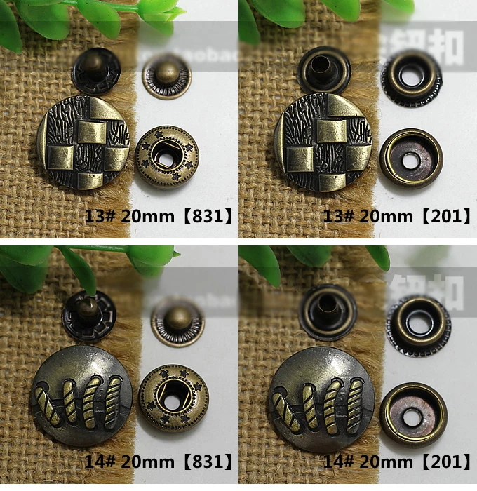 vintage design DIY metal snap button set leather craft clothes handmade bags accessories 50sets/lot