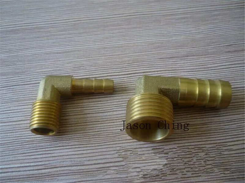 2Pcs Brass Fittings Male Hose Barb 90degree Elbow, Hose ID 6mm Male Pipe Size 3/8