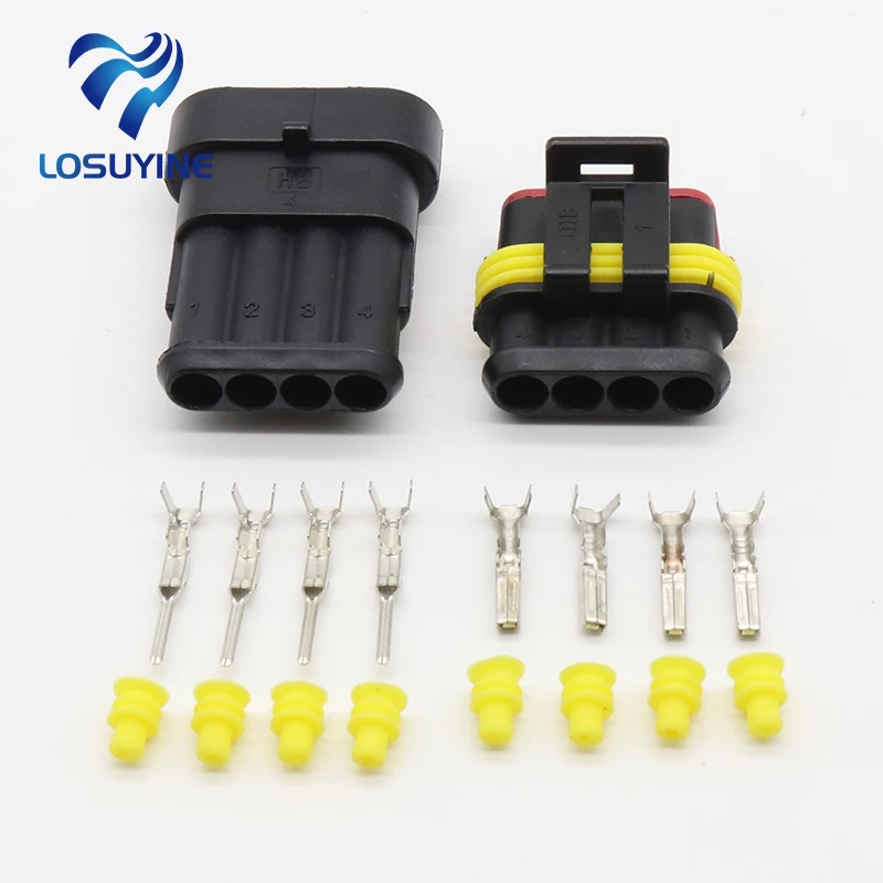 

Wholesale 5 Sets NEW Car Auto 4 Pin Way Sealed Waterproof Electrical Wire Connector Plug Set