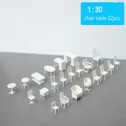 20pcs/lot 1/30 Scale White Hot Sale Plastic Model Chair And Table For Architecture Model Kits Toy