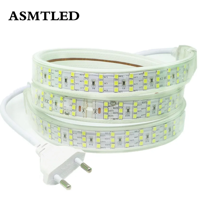 AC 220V 2835 SMD 276leds/m Strip Lights Three Row width 20mm White / Warm white Waterproof IP67 Flexible LED Tape Rope Light