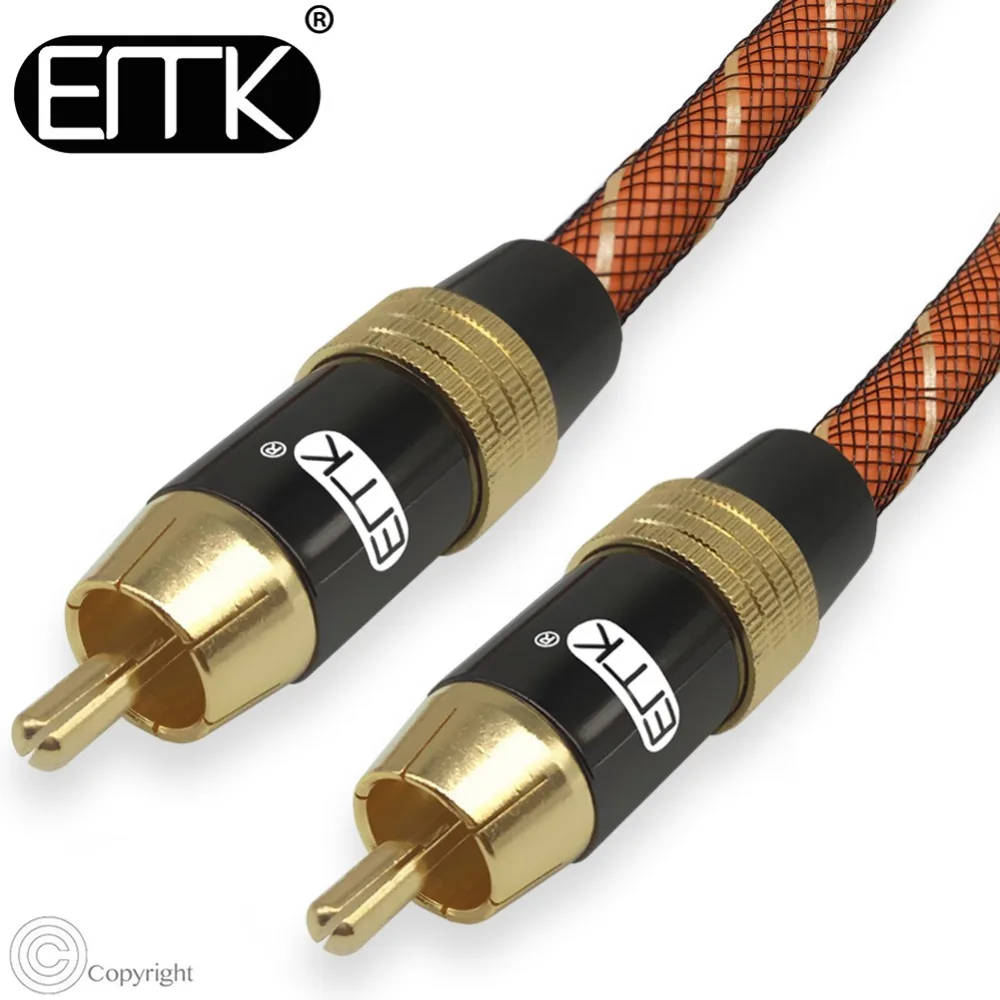 EMK 디지털 오디오 동축 케이블 OD8.0 프리미엄 스테레오 오디오 Rca-Rca 남성 동축 케이블 스피커 Hifi 서브우퍼 케이블 AV TV