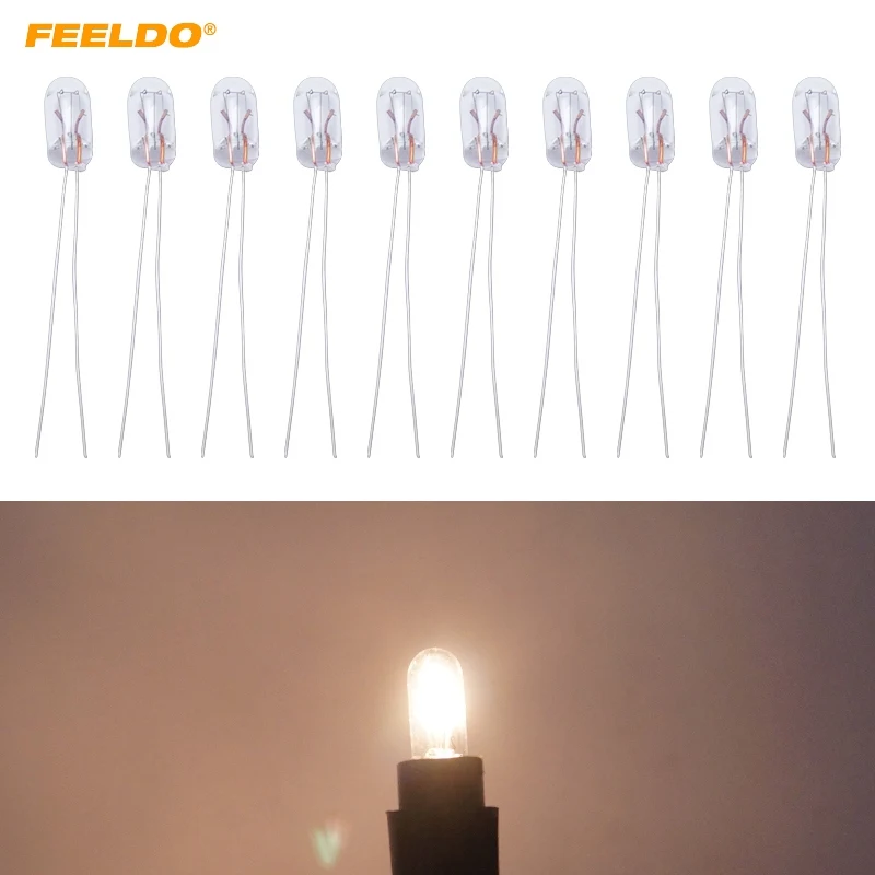 

FEELDO 10pcs/box Car T5 12V 1.2W Halogen Bulb External Halogen Lamp Replacement Dashboard Bulb Light