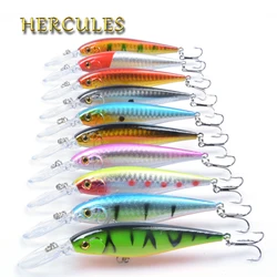 Hercules-Leurre de pêche au vairon en plastique dur, appâts artificiels Wobblers, plongée 10.5-4m, matériel de poisson WobJeff, 11cm, 2.5g, 10 pièces