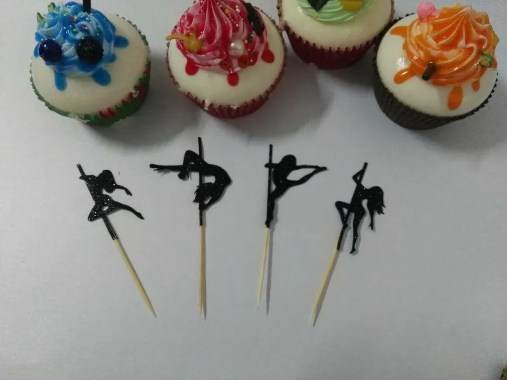 Pole Dancing Inspired Cupcake Toppers,Set of 24pcs 30pcs cupcake toppers,birthday party Cupcake topper,fitness,party decorations