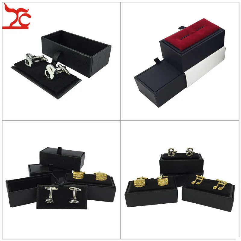 

Wholesale 30Pcs Red Cufflink Show Case Gemelos Cufflink Storage Packaging Box Men Cuff Links Craft Badge Jewelry Gift Box